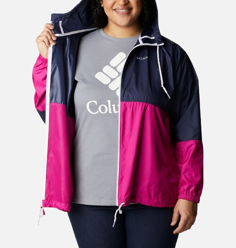 Women's Columbia Flash Forward Windbreaker Jackets Navy / Fuchsia | Plus Size CA-HC0A8